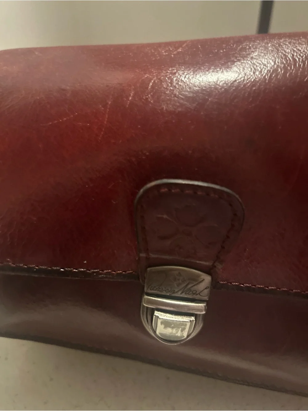 Patricia Nash Crossbody/Wristlet Bag in Dark Burgundy